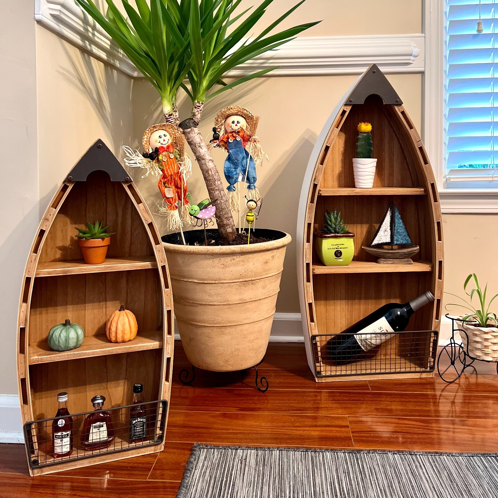 Wood Boat Shelf Wall Decor, Decorative Standing Boat Shelves Tabletop Home Decor