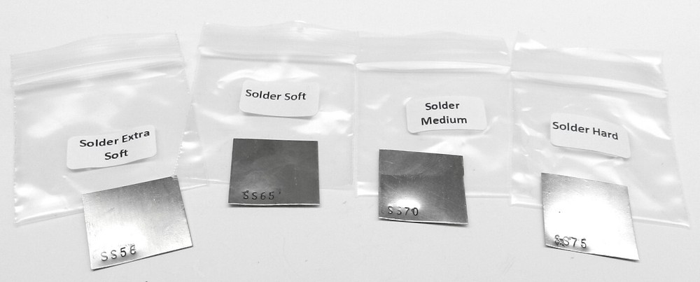 4 Pieces Silver Solder Sheet Assorted Pack 1Dwt @ X-Soft, Easy Soft, Medium Hard