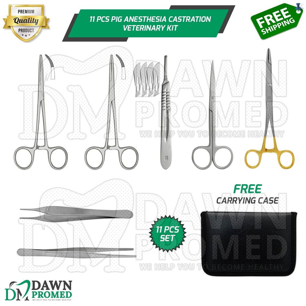 11 Pcs Pig Anesthesia Castration Veterinary Kit German Grade Instruments Set