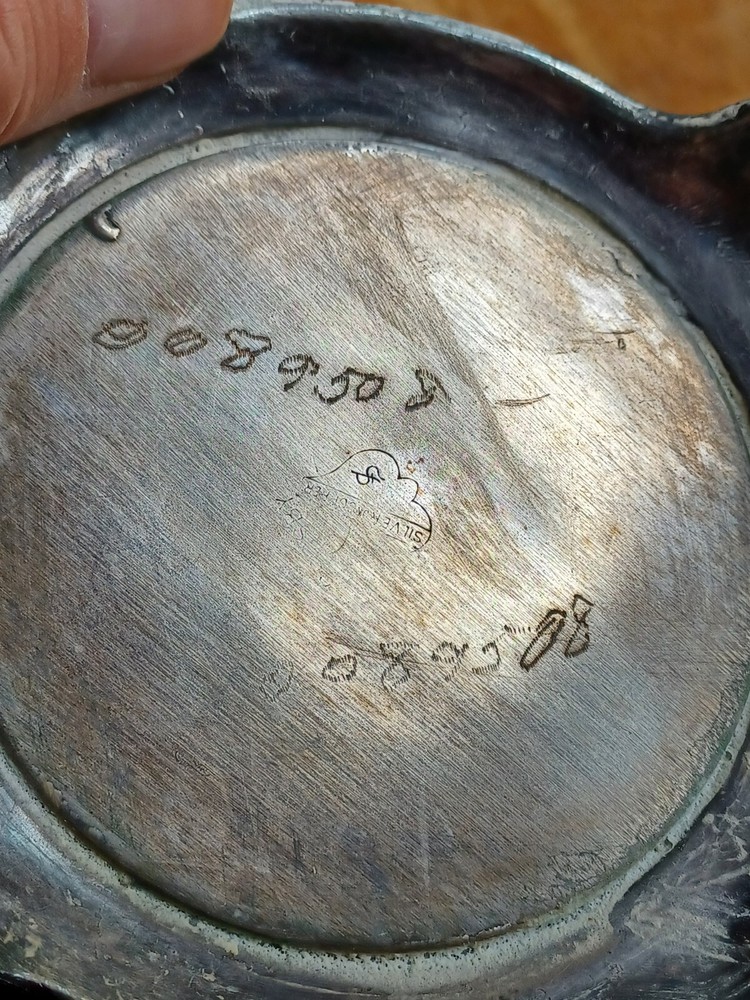 Silver On Copper Tea Set Hallmark At Bottom 5 Pieces