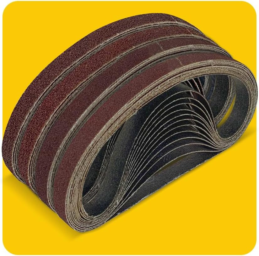 48 Pcs 3/8 X 13 Inch Sanding Belts, Aluminum Oxide Abrasive File Belts for 3/8 I