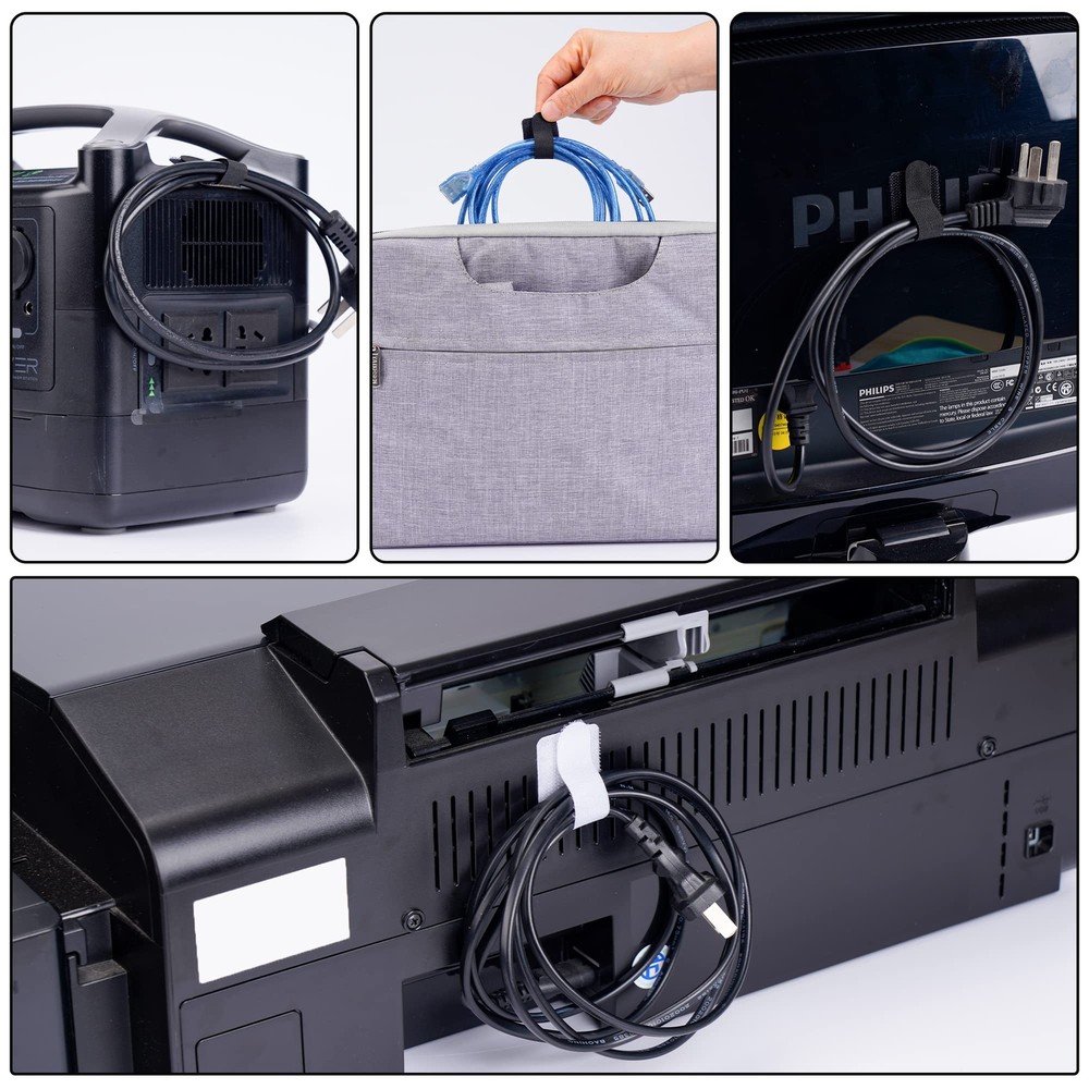40pcs Self Adhesive Cable Ties Wire Organizer Cord Adjustable Hook And Loop Cabl