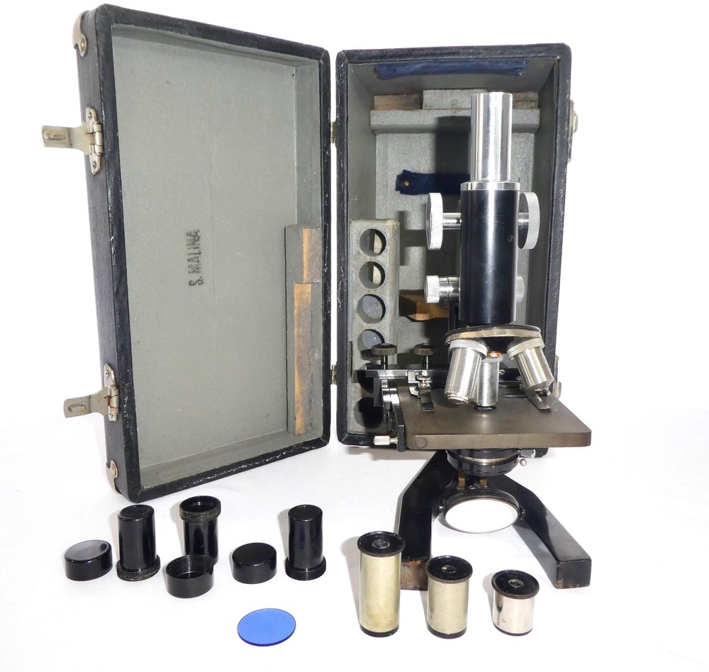 American Professions Supply Company COMPOUND MICROSCOPE + CASE  MADE in GERMANY