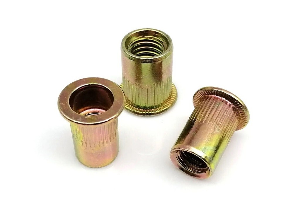 180pc M3-M12 Zinc Steel Rivet Nut Flat Head Thread Rivet Rivnut Insert Cap