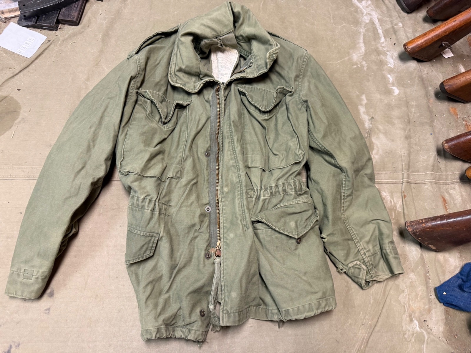 ORIGINAL VIETNAM WAR US ARMY OG-107 COLD WEATHER PARKA-SMALL SHORT