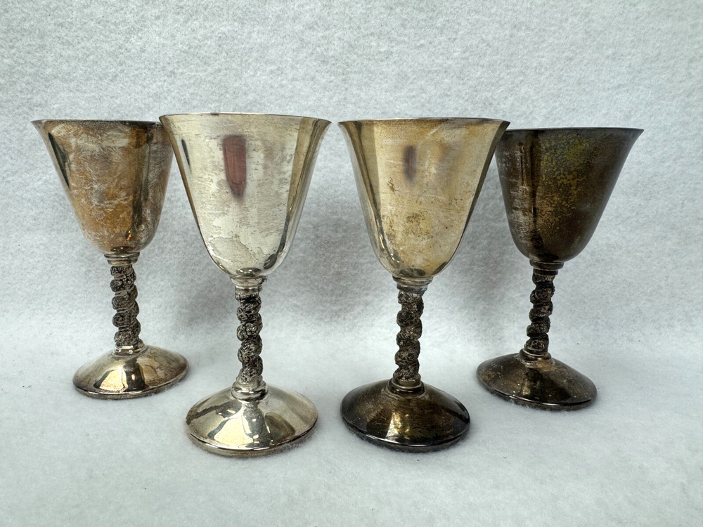 Vintage E. P. Brass Brandy Liquor Wine Goblet Chalice Twisted Stem Made in Spain