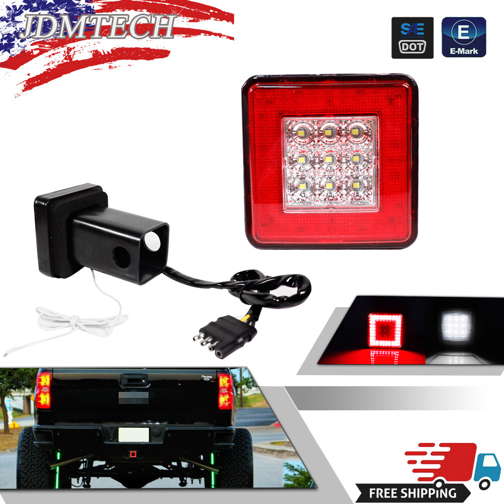 80 LED BRAKE, DRIVING, REVERSE LIGHT LAMP TRAILER TOWING HITCH COVER 2" RECEIVER