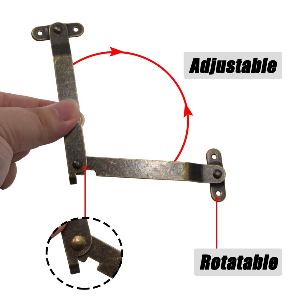 Adyoney 4 Pcs Large Antique Brass Lid Folding Support Large,