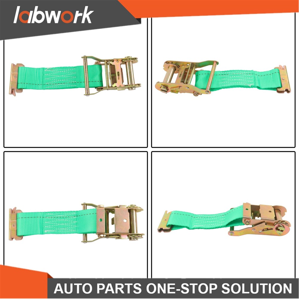 Labwork 4pcs E Track Wheel Chock +2 Pack 2" X 15' E Track Ratchet Straps