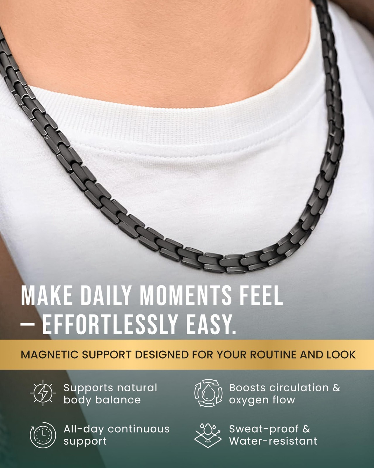 MagnetRX Titanium Magnetic Necklace Ultra Strength for Men & Women Effective