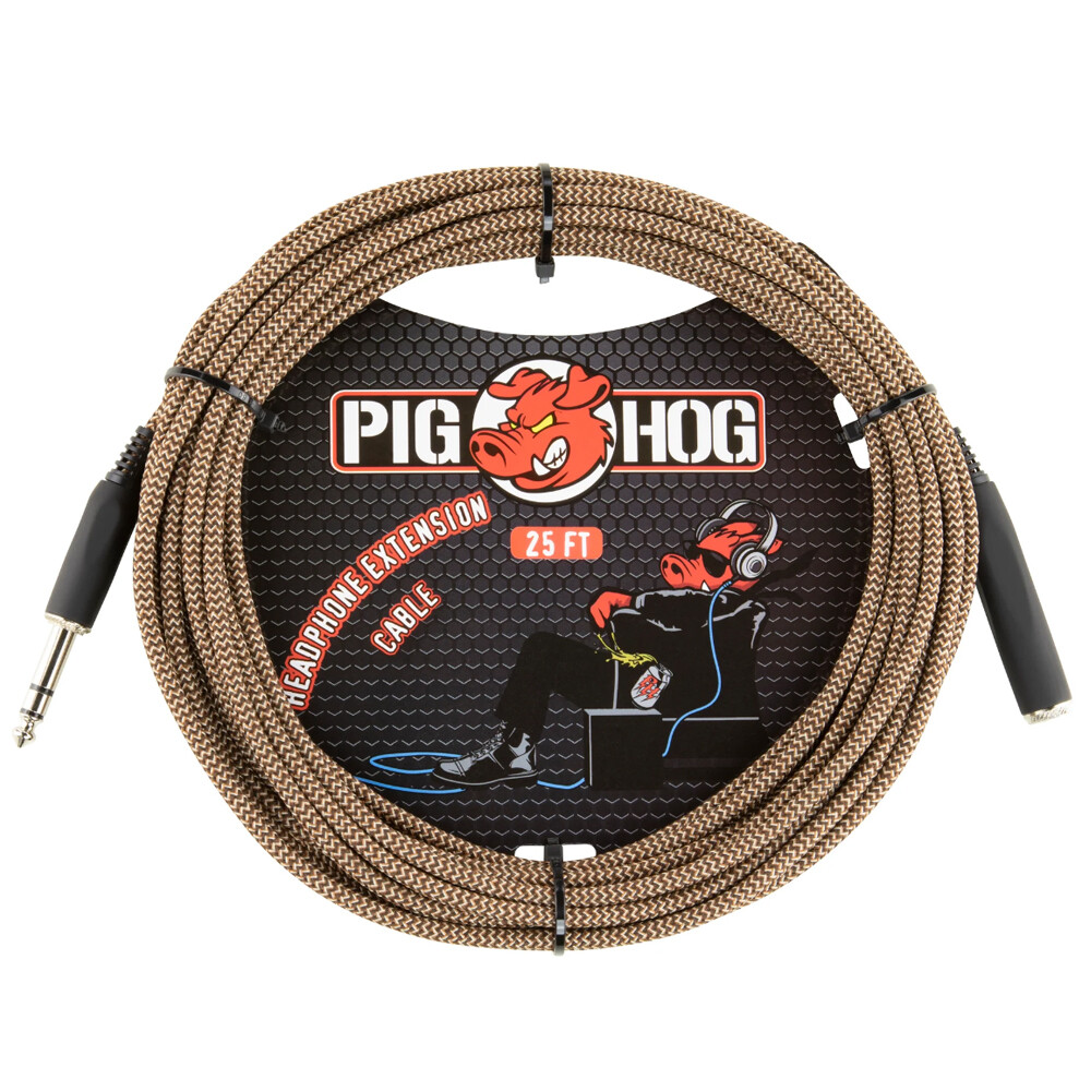 Pig Hog Solutions - 25ft Headphone Extension Cable, 1/4", Tuscan Brown (2-pack)