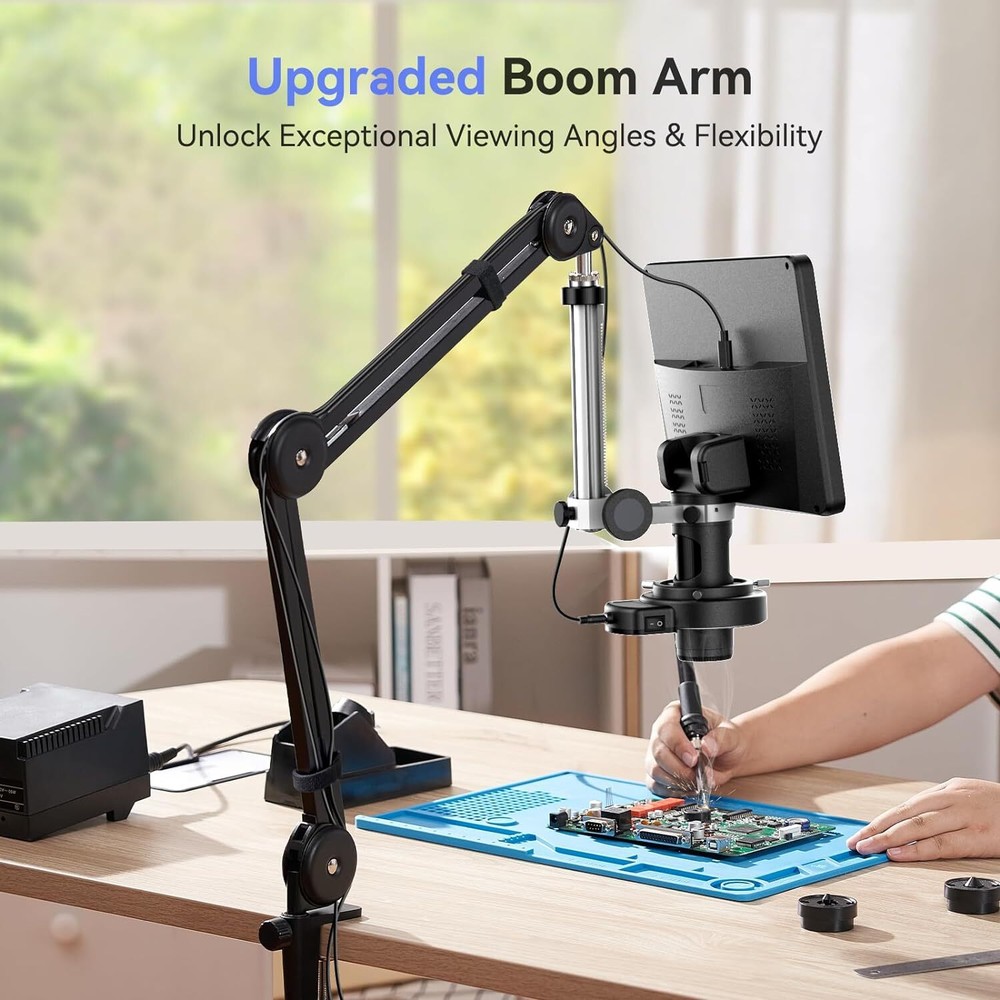 TOMLOV DM602 Flex Digital Soldering Microscope 2000x Flexible Arm 10" Screen