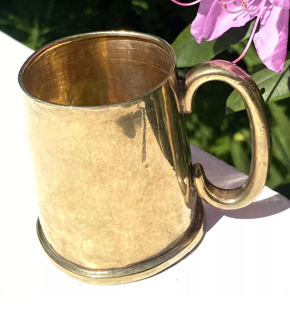 Antique Solid Sterling Silver Gilt Hallmarked Mug Cup Tankard