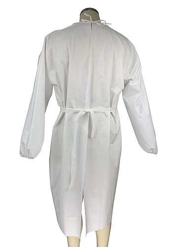 Senior Disposable Isolation Gown, White, Large