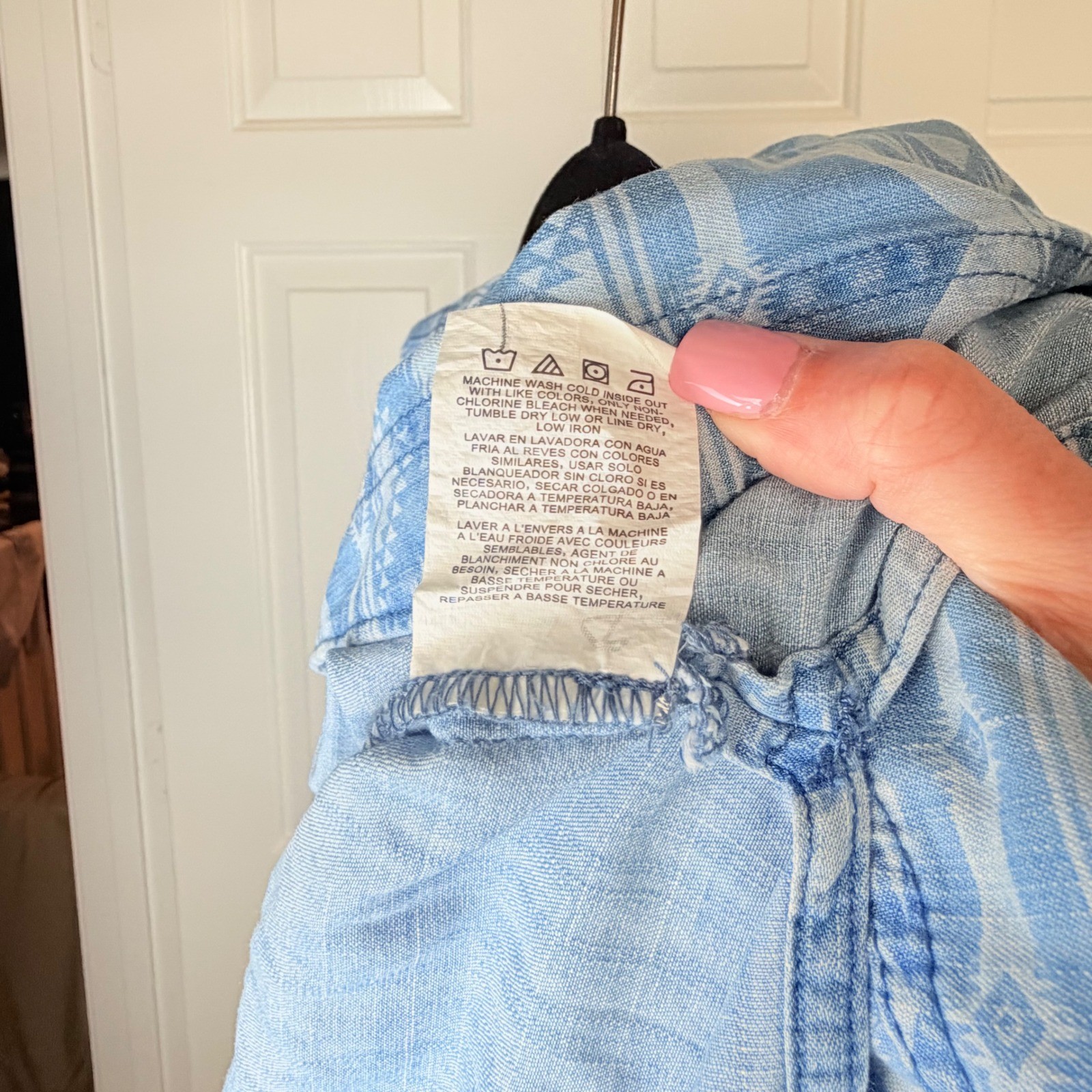 Wrangler Retro Denim Geometric Print Kimono Jacket Blue White Size L NWT