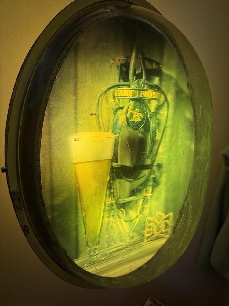 Budweiser Rotating Globe Bubble Clock Lighted Beer Advertising Sign Double Sided