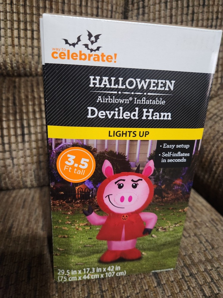 Deviled Ham Airblown Inflatable Decor Lights Up 3.5ft Self Inflates