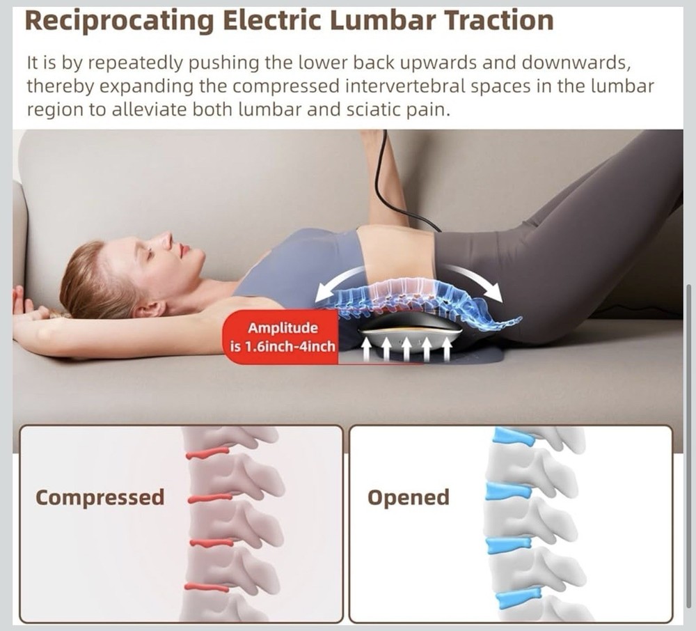 Electric Lumbar Traction Device, Multifunctional Back Traction Device with Dynam