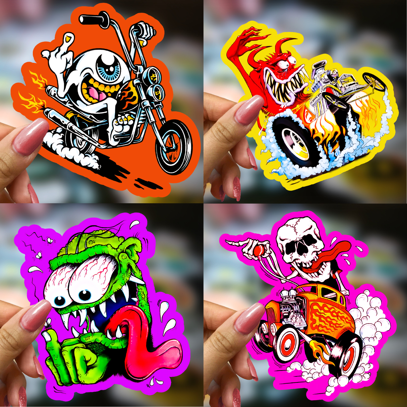 Rat Fink Ed Roth Vinyl Decals 50pcs Hot Rod Custom Car Bike Skateboard Sticker