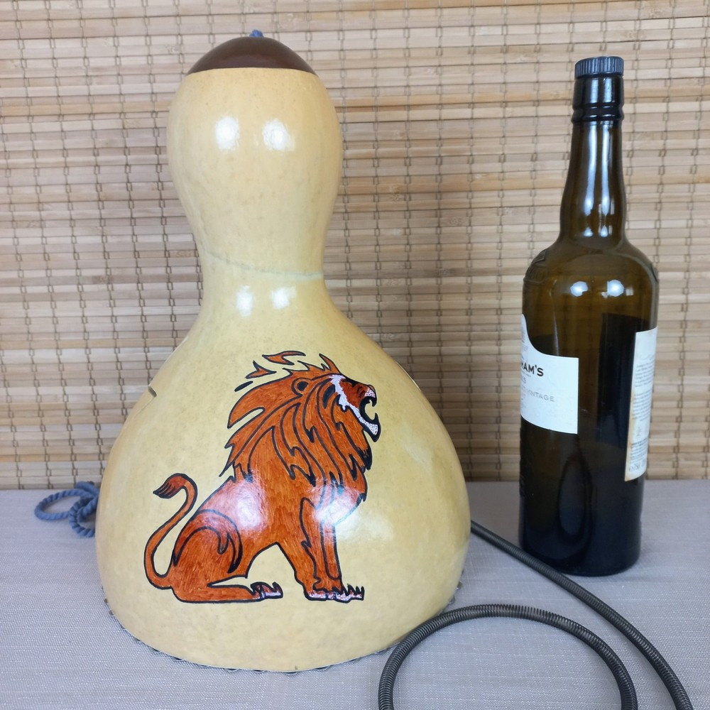 Hand-Painted Lion Thunder Gourd - Unique Percussion Instrument