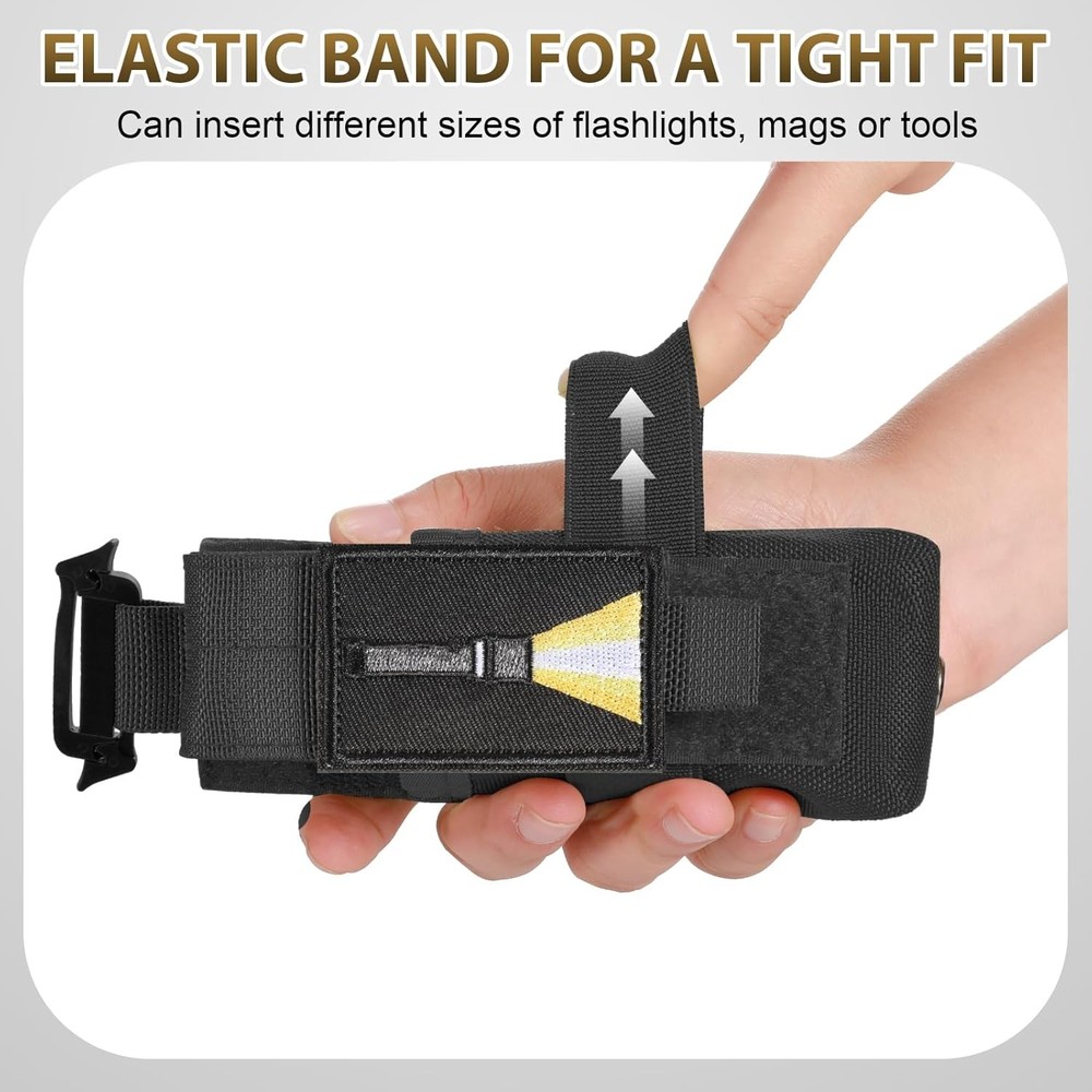 Tactical Flashlight Holster, Adjustable Flashlight Pouch Holder Molle Torch Carr