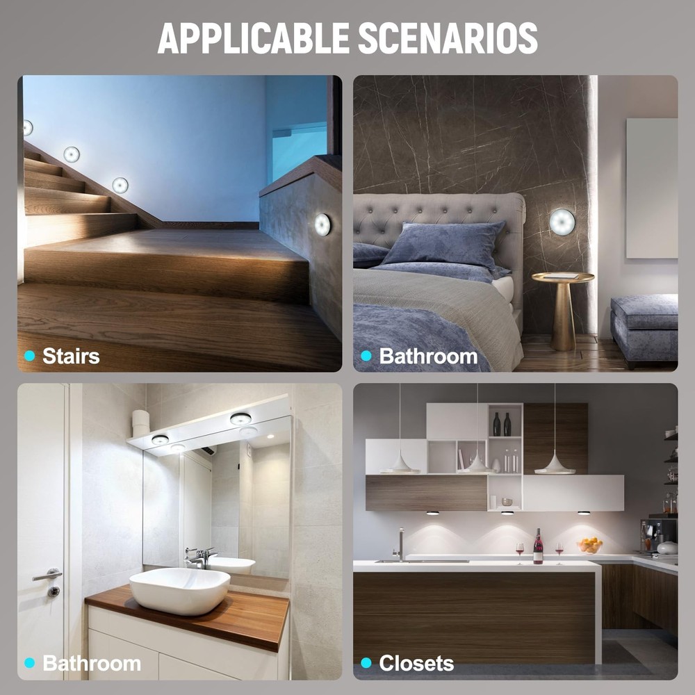 DWEPTU Motion Sensor Night Light 2 Pack LED Light, Black