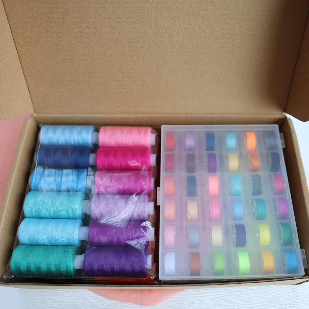 72 PCS Sewing Thread Assortment, 36 Color Thread for Sewing Machine with 36 S...