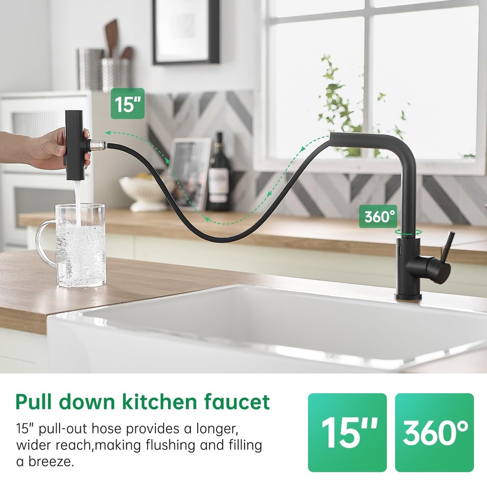 Touchless Kitchen Faucet Motion Sensor Hands Free Single Handle Kitchen Sink ...