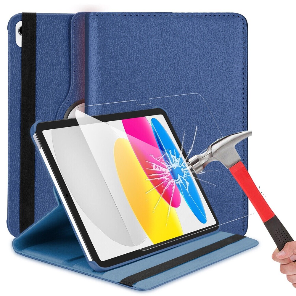 For iPad (A16) 11th Gen 11'' Case Leather Rotating Stand Cover/ Screen Protector