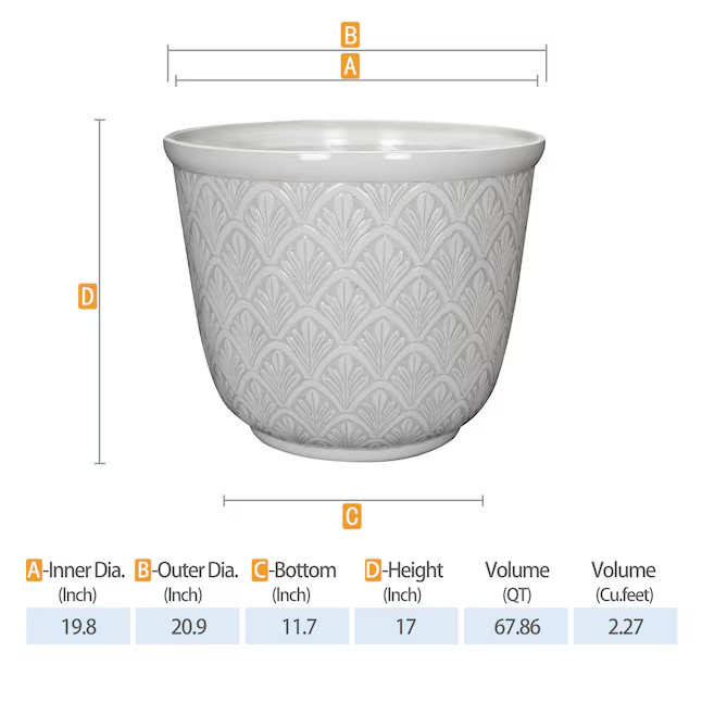 19-In Round White Resin Indoor Outdoor Planter Large Garden Flower Pot