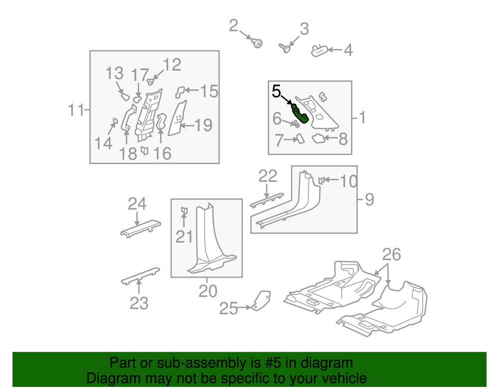 Genuine GM Light Titanium Windshield Pillar Assist Handle 15803340