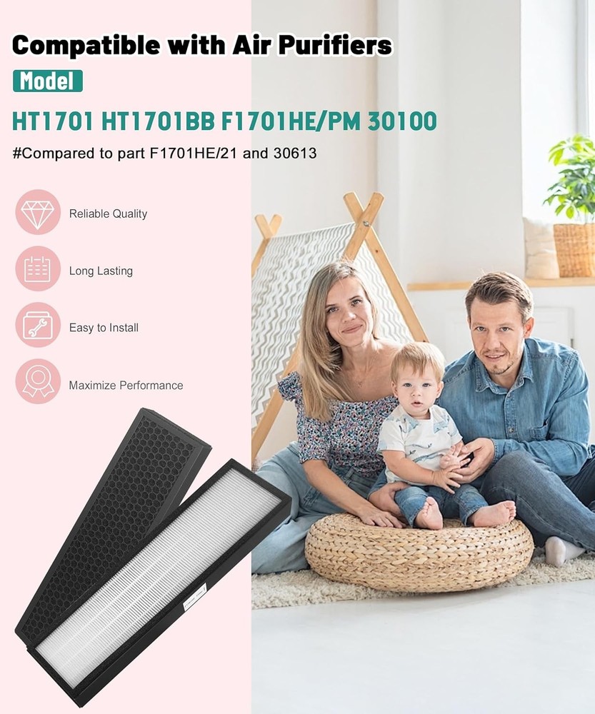 F1701HE 30613 Replacement Filter Compatible with Hunter Air Purifier Models