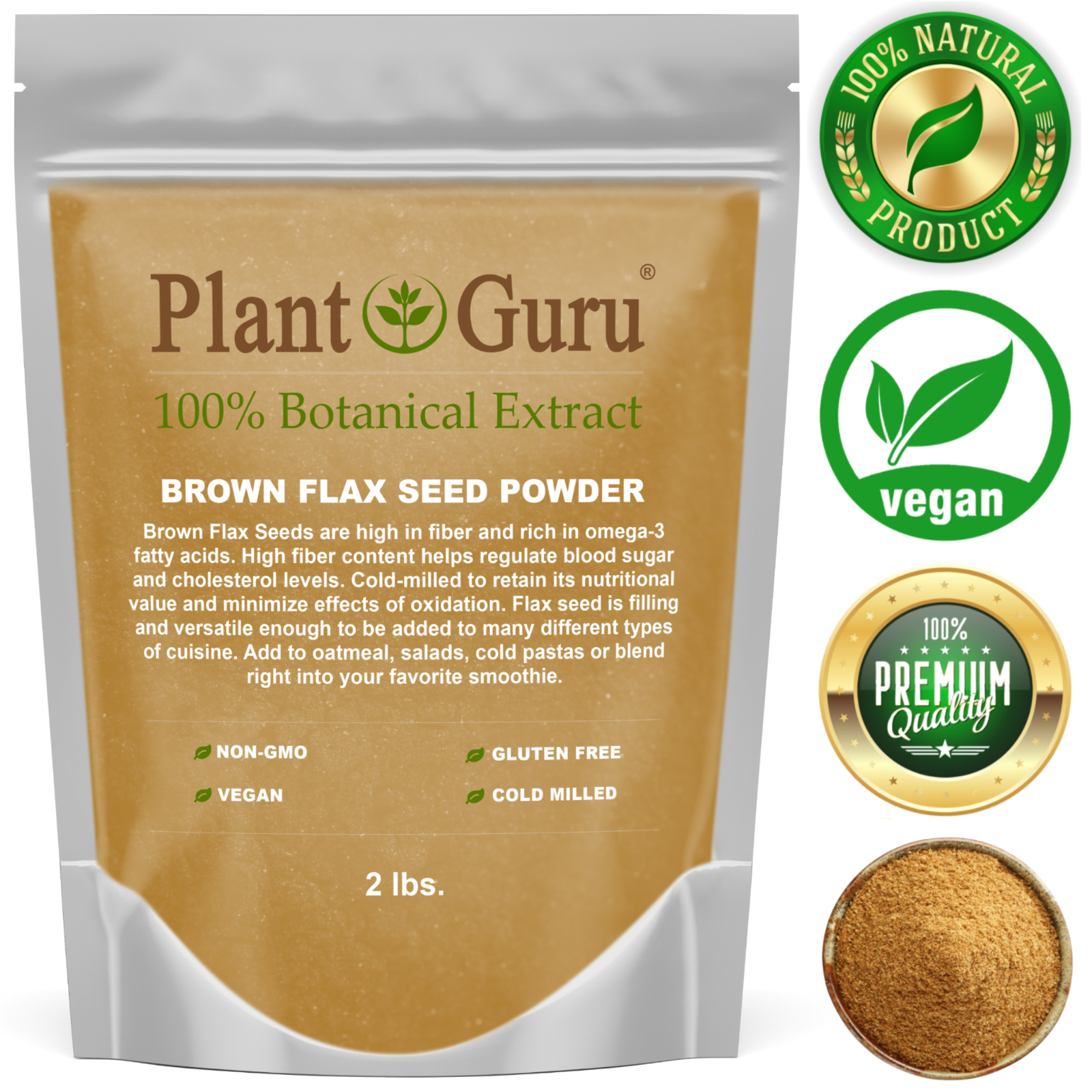 Ground Flax Seed Powder BROWN & GOLDEN 100% Pure Linseed Flaxseed Meal Bulk