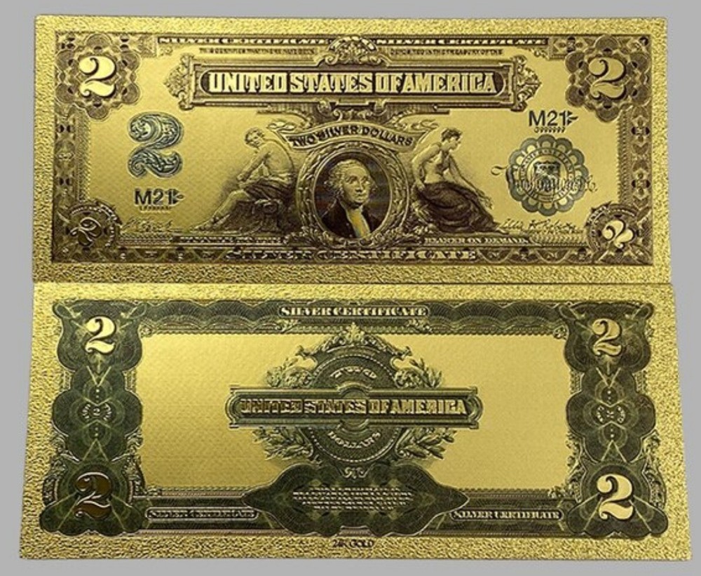 1896 Two dollar note  gold foil note.. Novelty