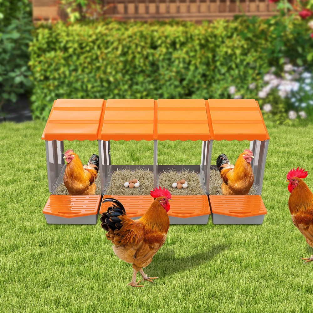 Chicken Laying Box Modern 4-Compartment Chicken Nesting Box with Egg Collection
