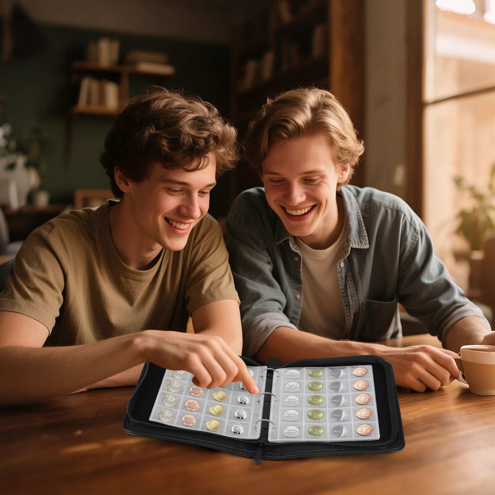 200 Pockets Coin Flip Storage Binder PU Leather Coin Collection Book with Zipper