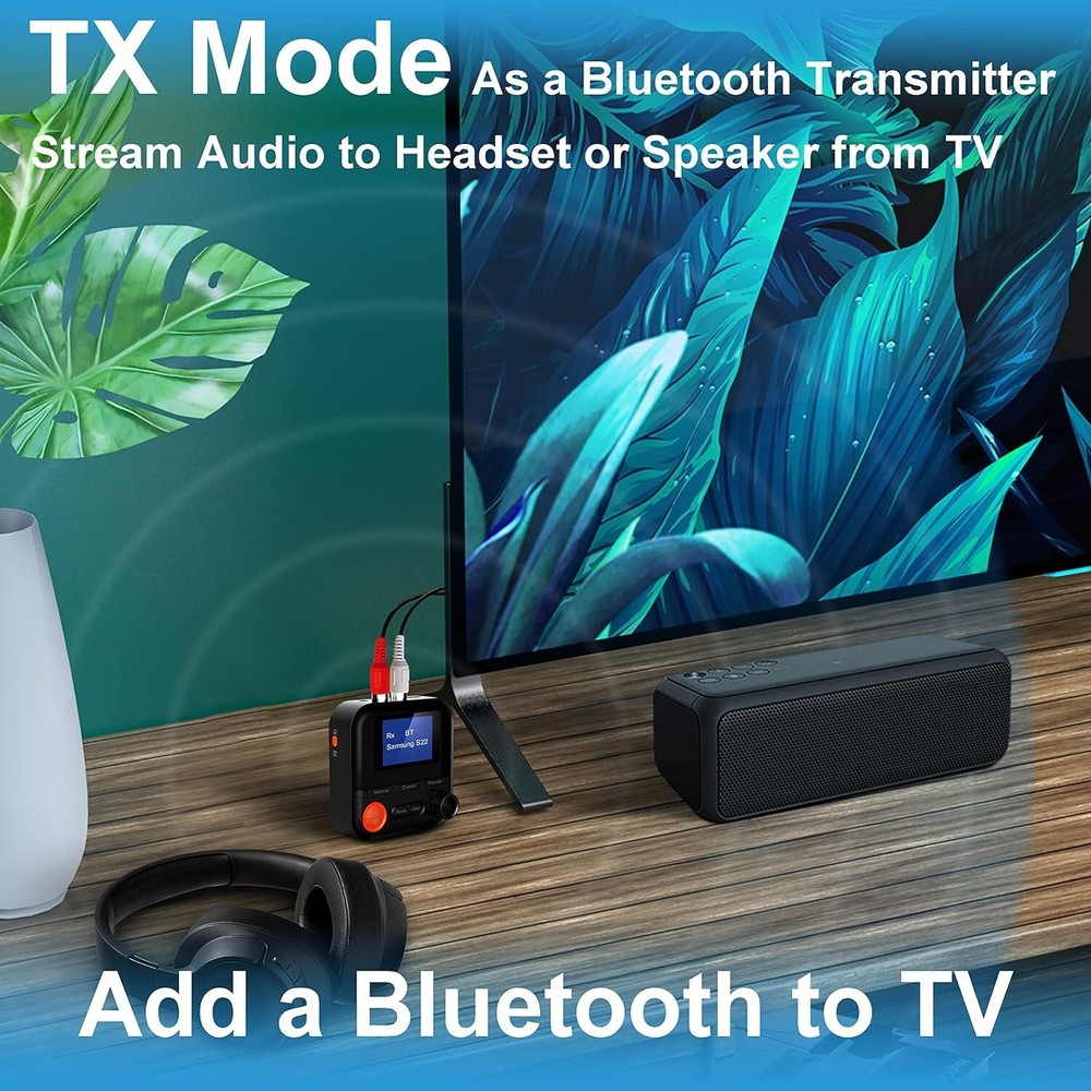 Bluetooth Transmitter, 2-in-1 Bluetooth Transmitter Receiver with LCD Screen, 5