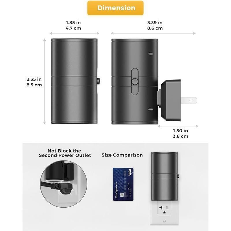 Adjustable Brightness Night Light Plug-in Dimmable Soft White 3000K 2 Pack New