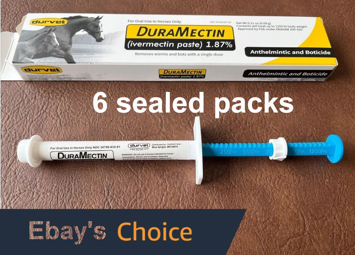 6 Pack Durvet Duramectin Equine Wormer Paste - 6 Tubes  Expires  11/27