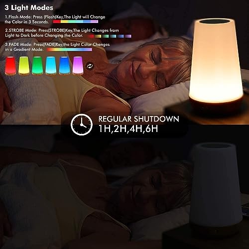 Night Light, Dimmable Touch Lamp for Bedroom, Portable Table Bedside Brown
