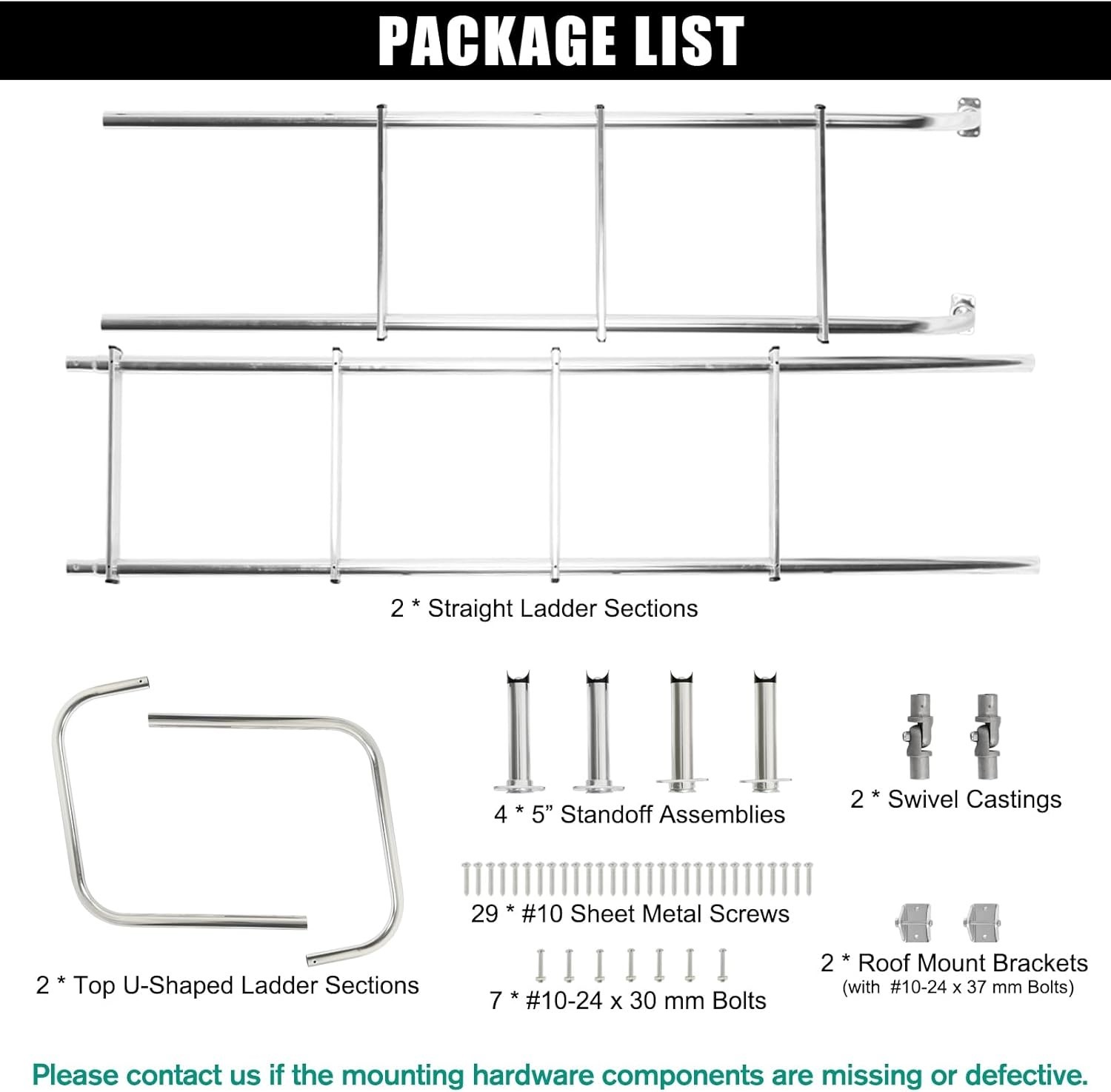 Exterior RV Ladder 7.6FT-8.4FT Travel Trailer Aluminum Black Camper Ladder