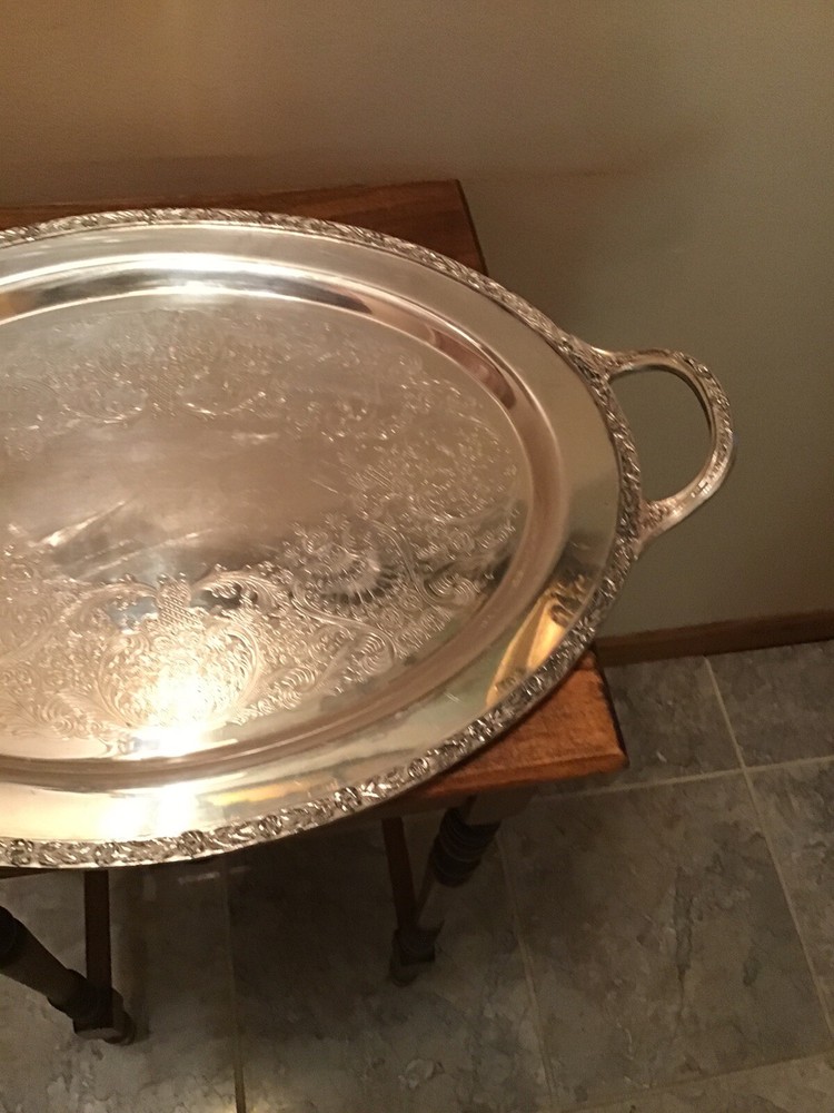 Antique Wm Rogers Primrose Silverplate Teaset With Large Handled Tray