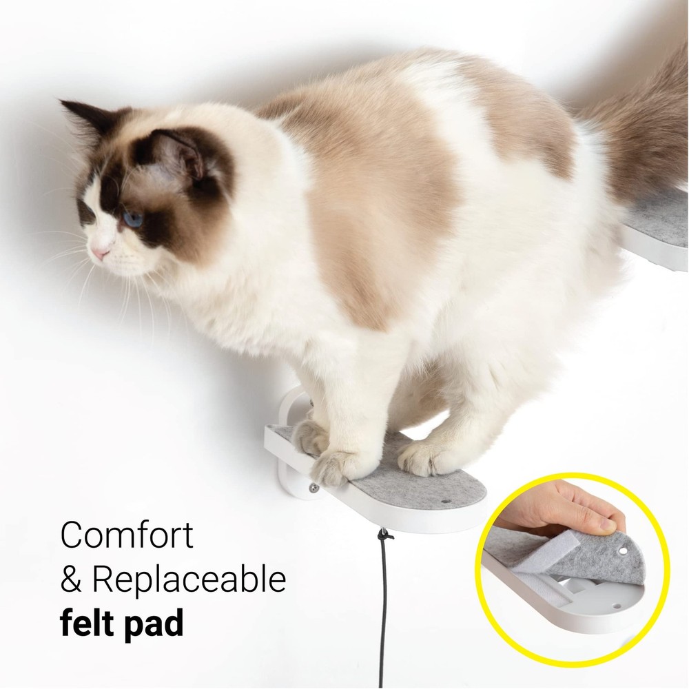 (2-PACK Cat Wall Steps, Cat Climbing Stairs with Replaceable Felt Pad, Cat Cl...