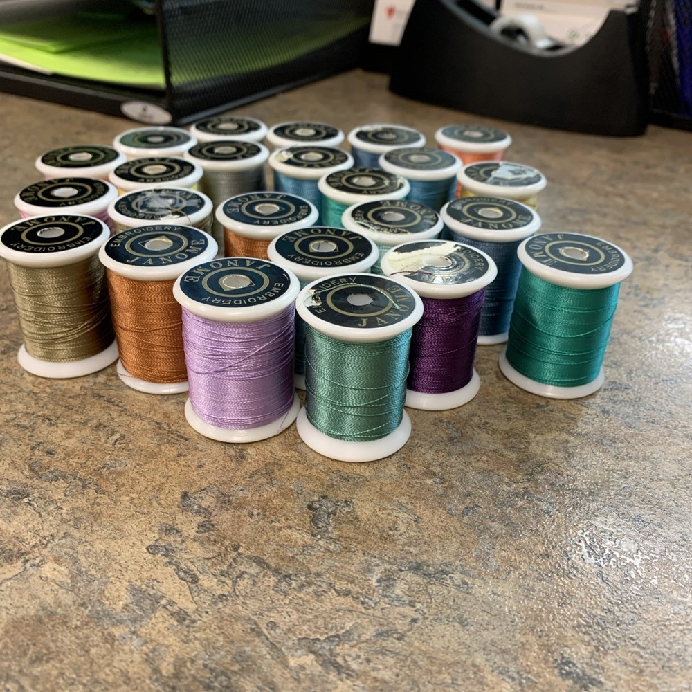 25 Spools JANOME Embroidery Threads , Used