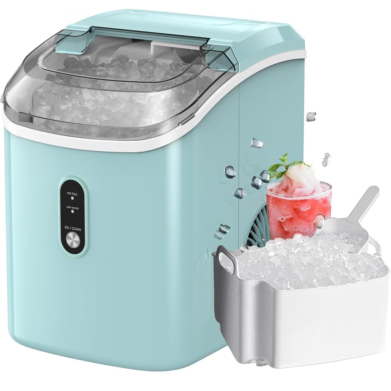 Ice Maker Countertop Pellet/Bullet Ice Machine Self-Cleaning Function 33LBS/24H