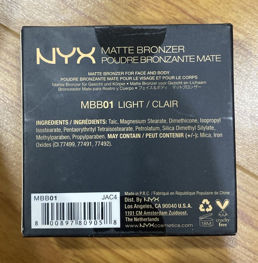 NYX Makeup Matte Bronzer #MBB01 Light - New Sealed