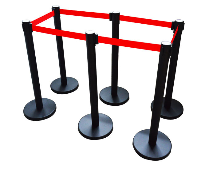 6 Red Belt Stanchion Posts Queue Pole Retractable Crowd Control Barrier New