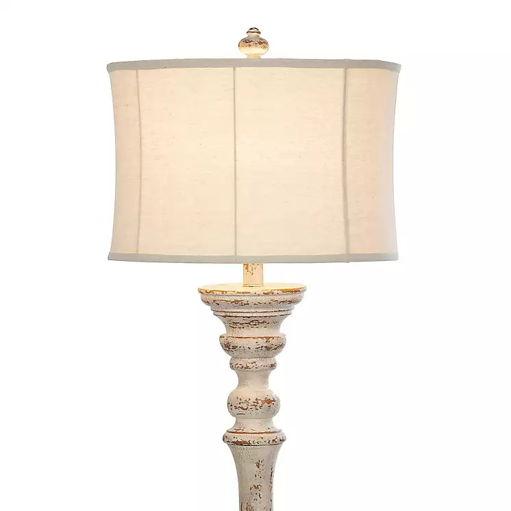Kirkland's Distressed Cream Spindle Floor Lamp