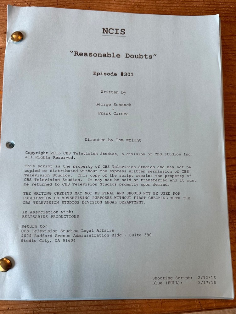 NCIS MARK HARMON TV SERIES SHOW SCRIPT EPISODE REASONABLE DOUBTS