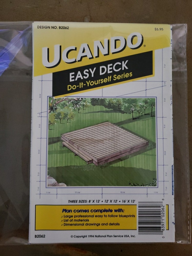 UCANDO B2062 Easy Deck Plans Rebagged With Material List NOS